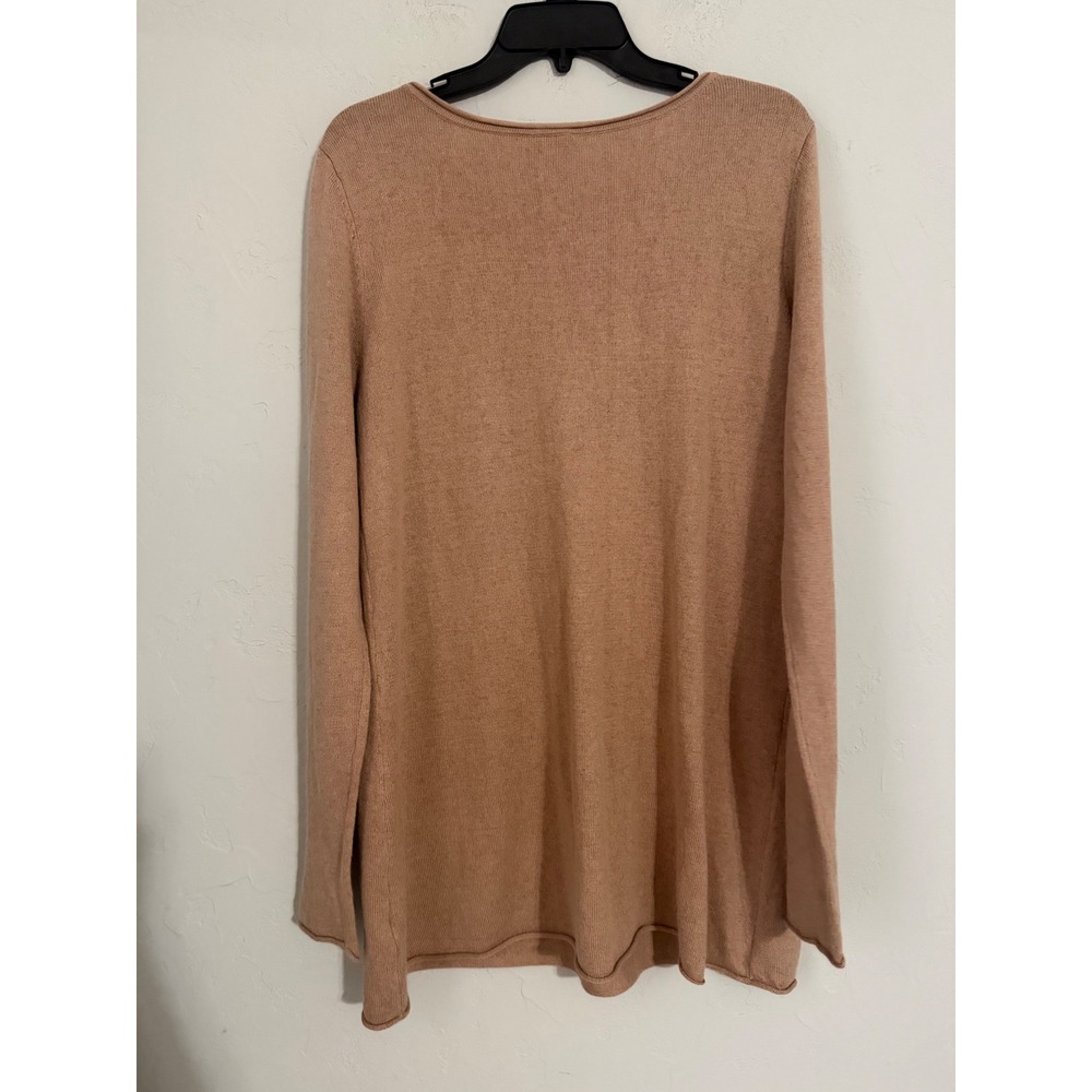 G.I.L.I. Silk Cashmere Blend Boat Neck Tunic Sweater Camel Tan Womens Medium - Picture 4 of 6